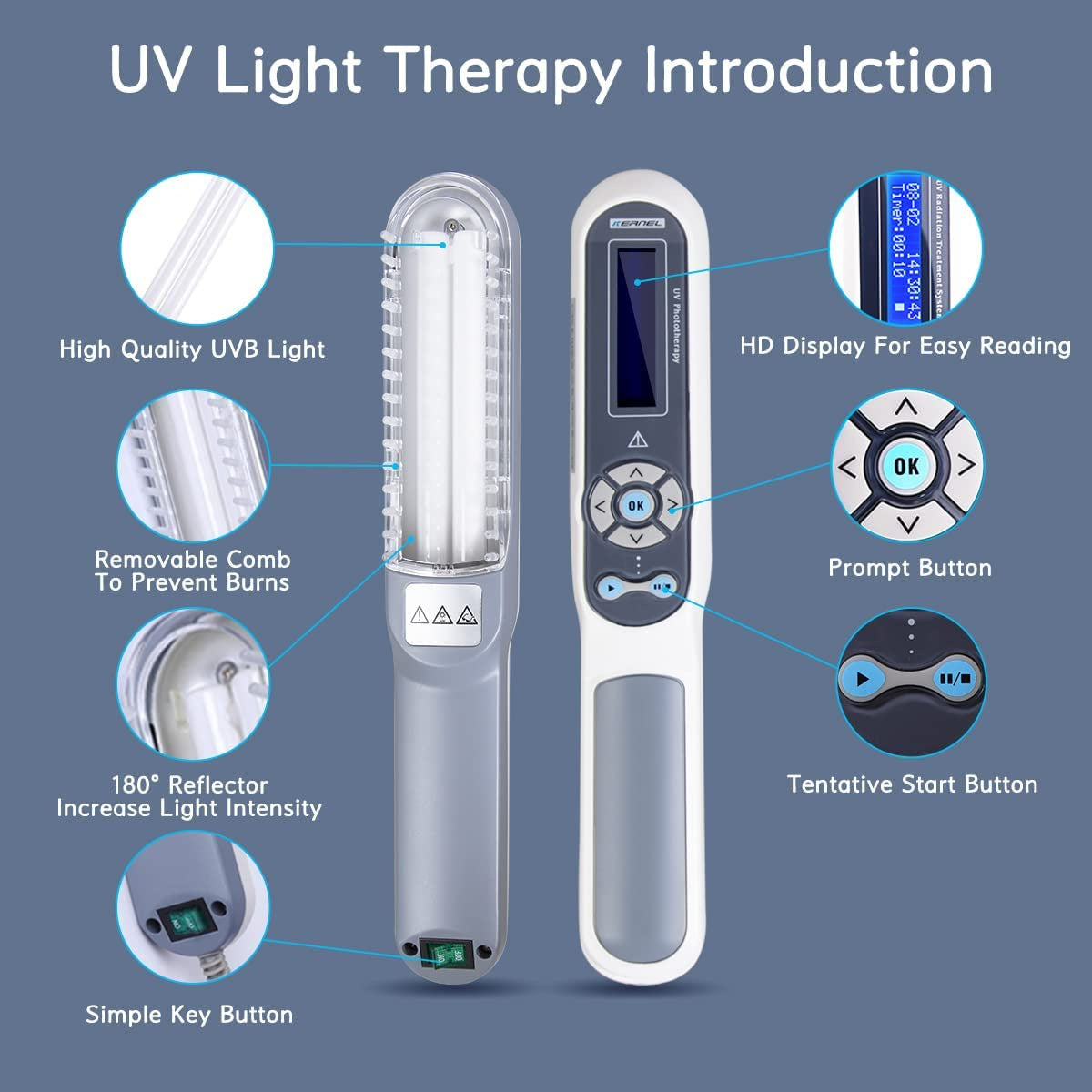 JYTOP KN-4003B/BL Portable Handheld Home Use UV Phototherapy 311nm