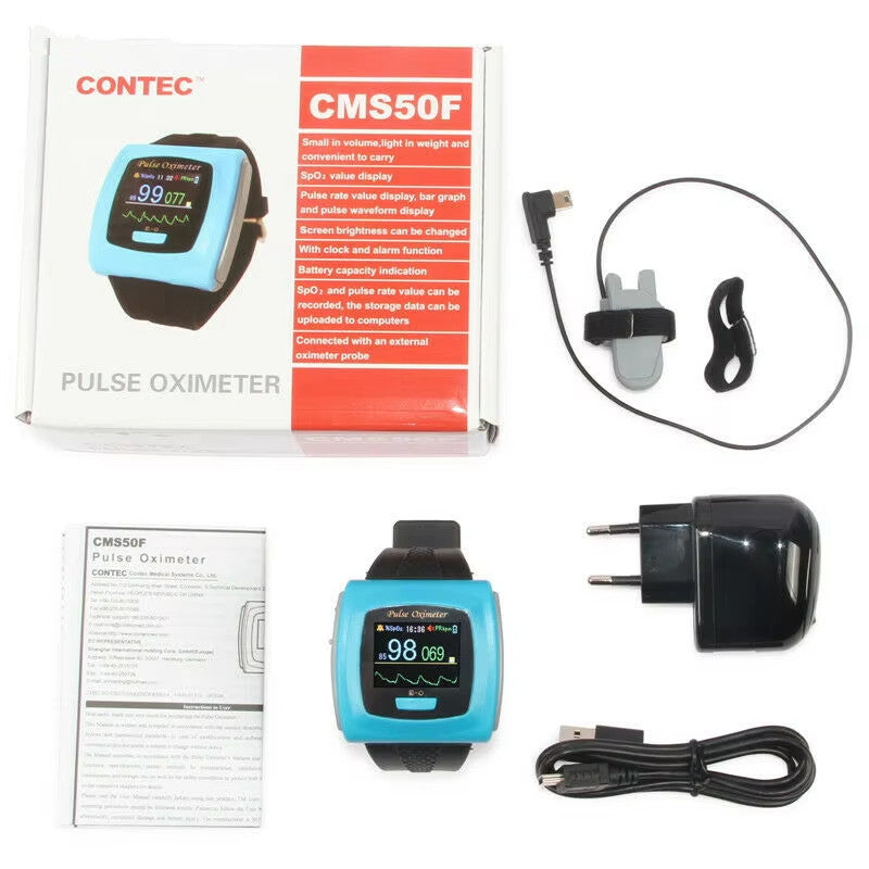 JYTOP CMS50FW Wrist Pulse Oximeter Blood Oxygen Meter SPO2 Probe Pulse Rate Hear Rate Alarm 24 Hours Record+Software