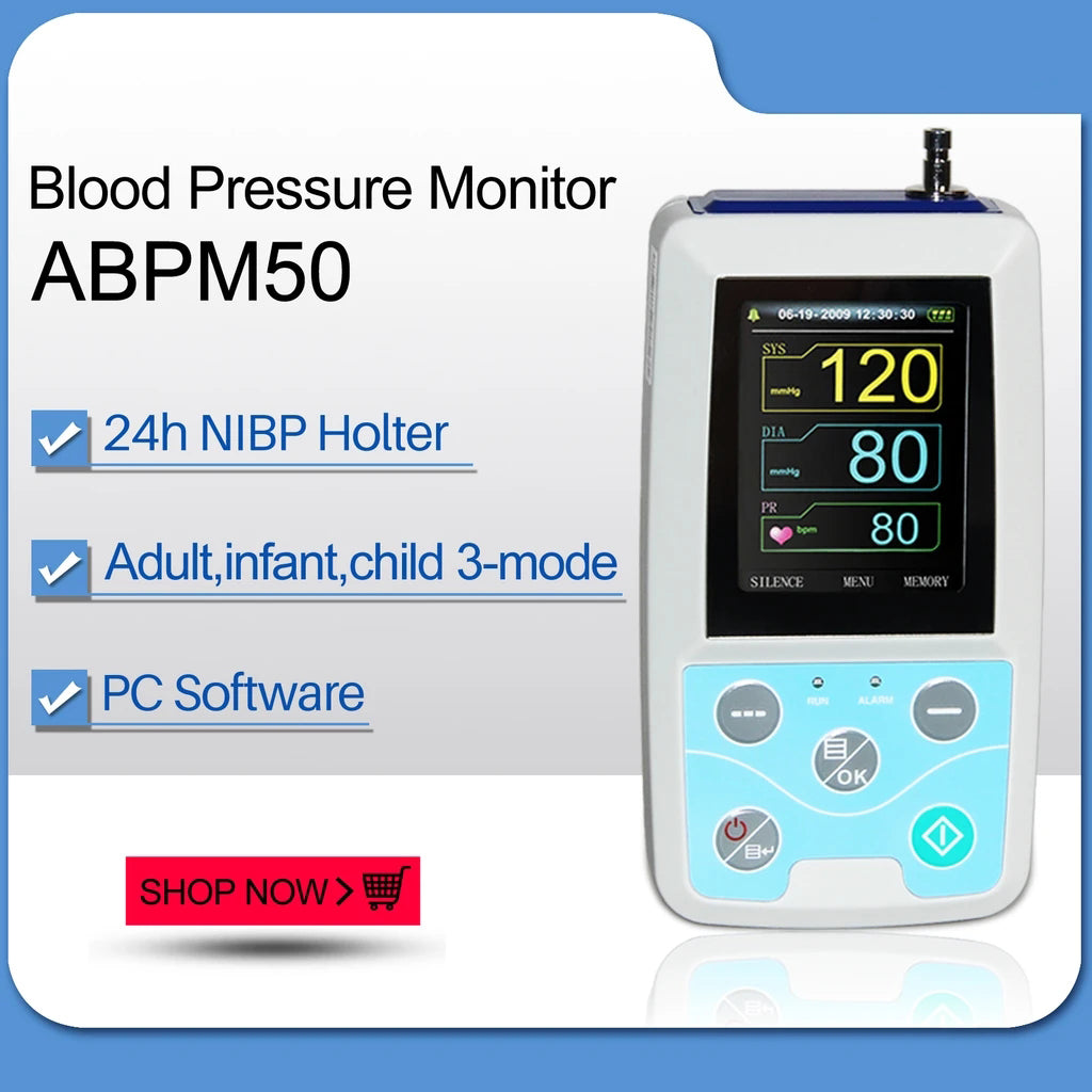 JYTOP ABPM50 24H Ambulatory Blood Pressure Monitor with 3 cuffs child+adult+large adult