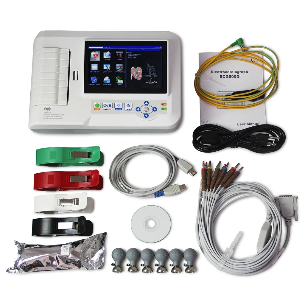 JYTOP ECG600G Digital 6 Channel ECG EKG Machine Portable Electrocardiograph USB Touch screen Software