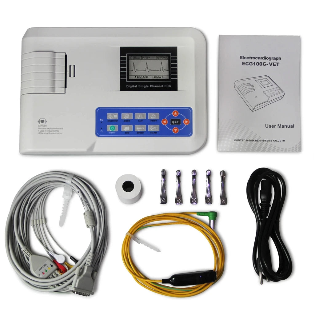 JYTOP Veterinary One Channel 12 Leads Portable ECG EKG Machine ECG100G VET,Printer