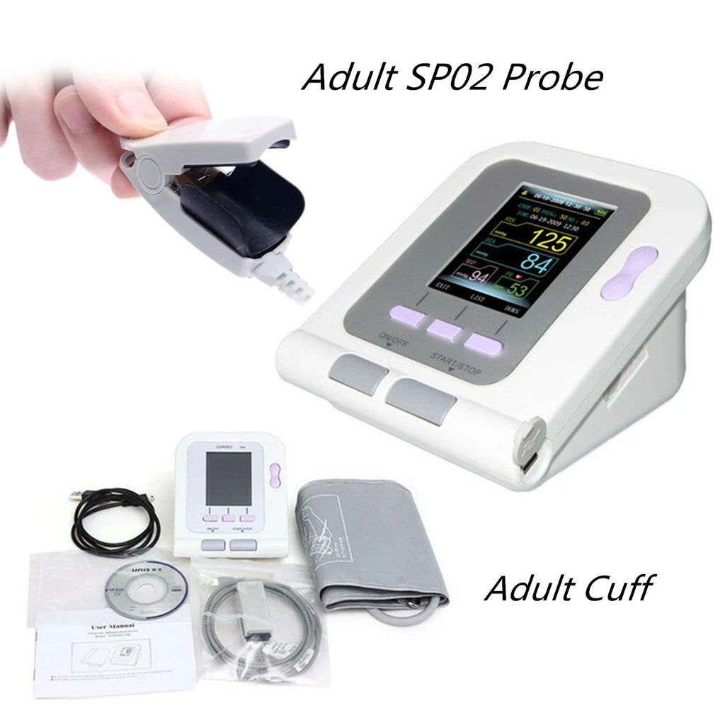 JYTOP FDA CE Contec08A Digital Blood Pressure Monitor Upper Arm NIBP spo2+Software+Adult probe