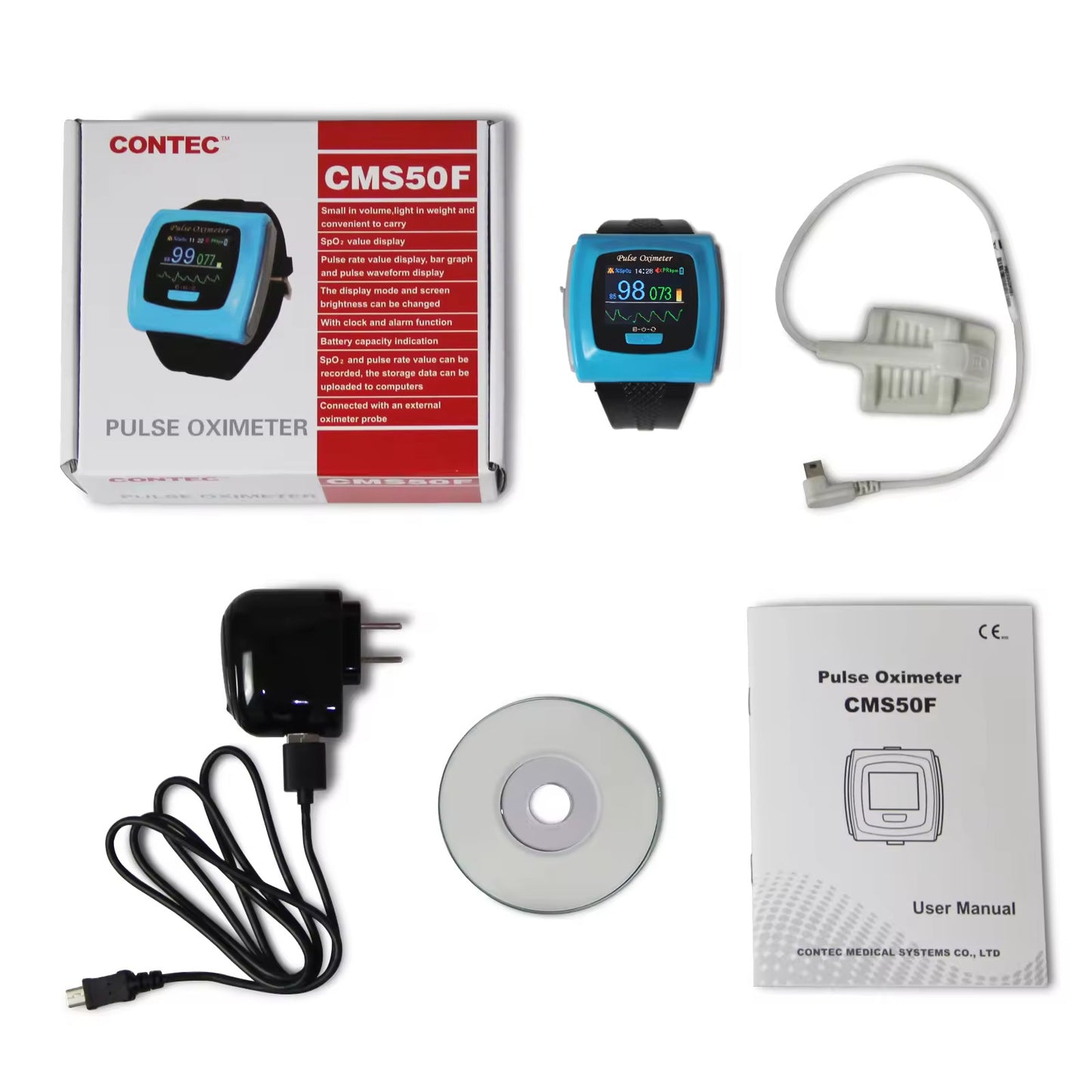 JYTOP CMS50F SpO2 PR PI With USB Interface BT Wrist Pulse Oximete