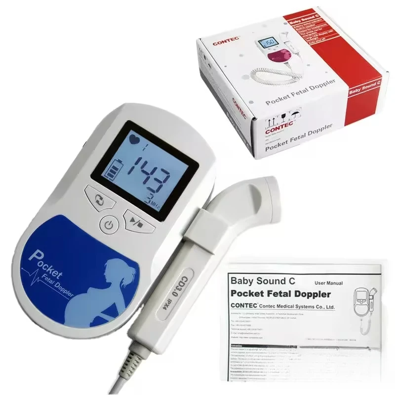 JYTOP Baby Sound C LCD Pocket Fetal Doppler 3Mhz Probe Blue Handheld Pregnant Heart Rate Monitor FHR Baby Monitor Free Gel