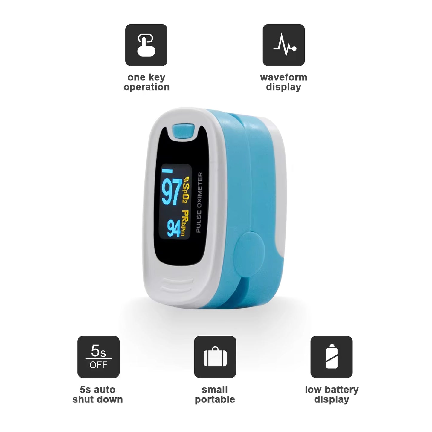 JYTOP CMS50NA Fingertip Pulse Oximeter Pulse Oxigen Meter Oximiter Sensor SPO2 Monitor Blood Oxygen