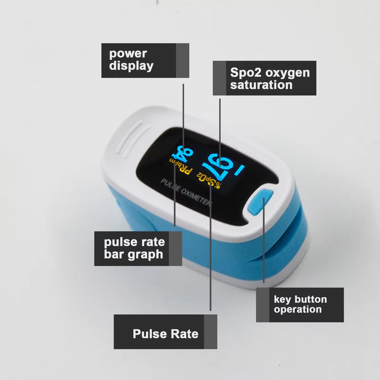 JYTOP CMS50NA Fingertip Pulse Oximeter Pulse Oxigen Meter Oximiter Sensor SPO2 Monitor Blood Oxygen