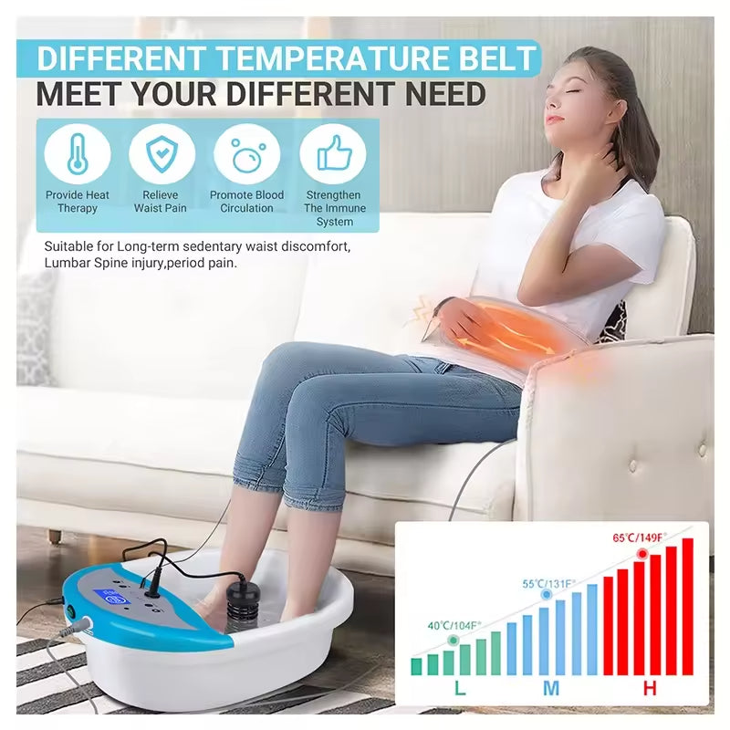 JYTOP Multi-function Ionic Foot Bath Detox Machine Ion Cleanse Detox with Heating Waist Belt and Electrode Massage