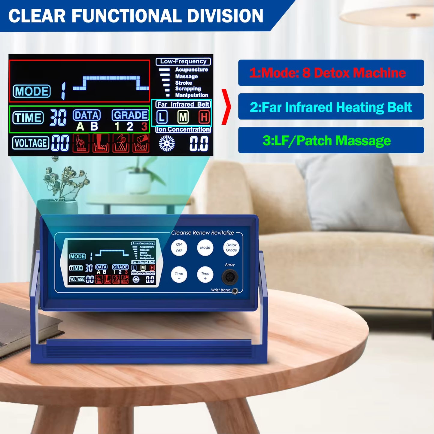 JYTOP Beautiful Dark Blue Foot Detox Cleanse Machine Footbath Ion Detoxifier Device Foot Soaking