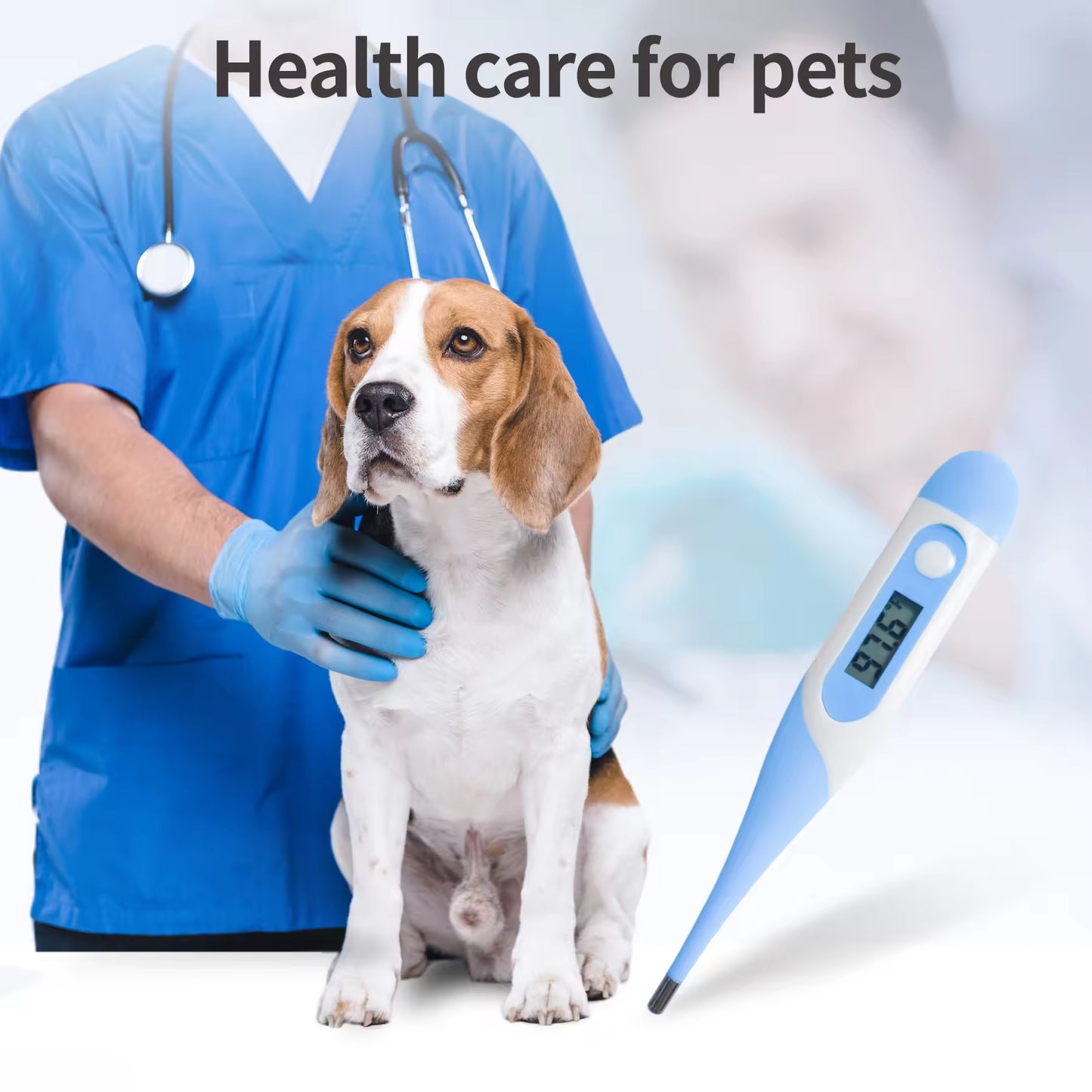 Portable Veterinary Digital Electronic Temperature VET Machine Silicone Soft Tip Pets Dogs Cats Family Use T15S