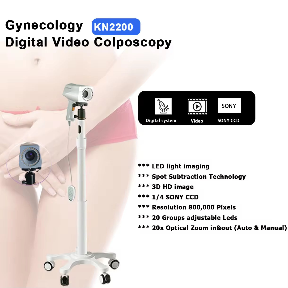 JYTOP KN2200 Full Set 1080p Portable Digital HD Video Vaginal Camera Colposcope Surgical Instruments for Gynecology