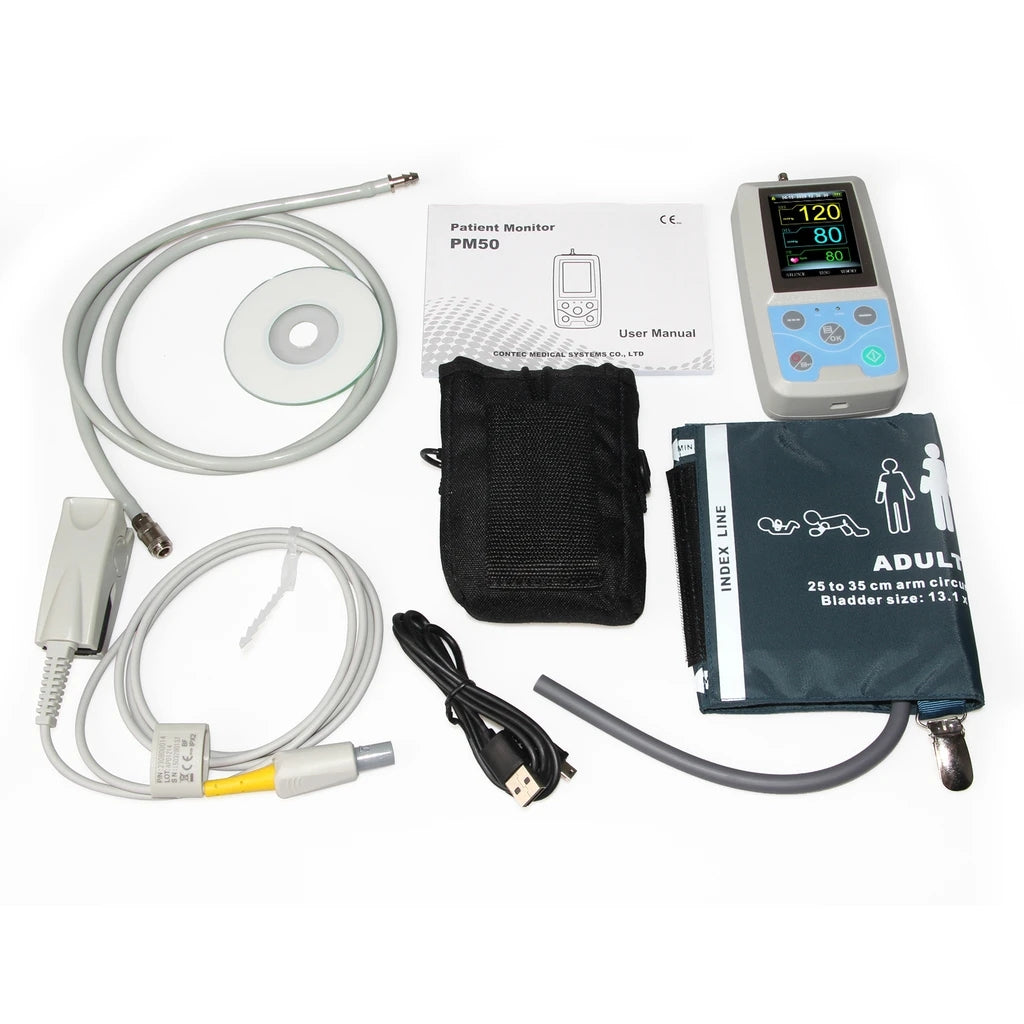 JYTOP PM50 NIBP Patient Monitor BP SPO2 PR dynamic blood pressure alarm PC software