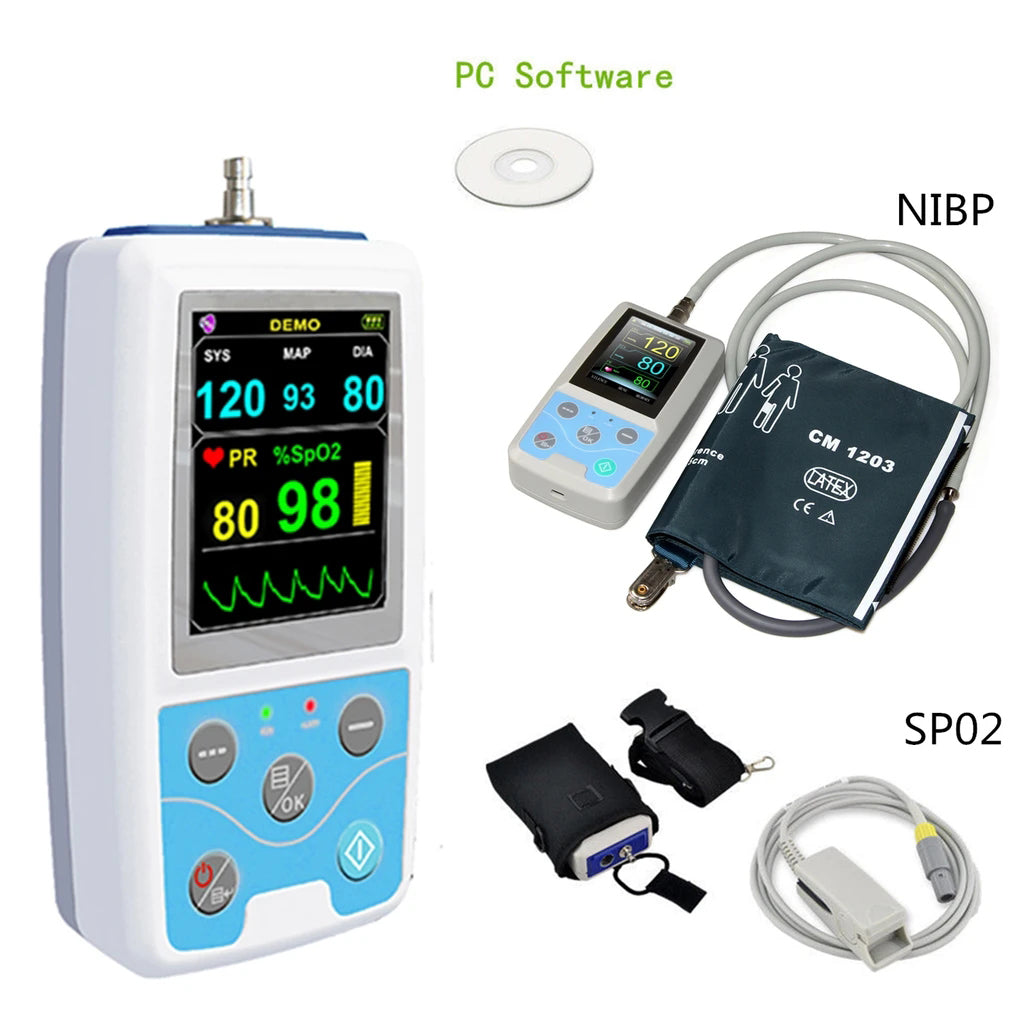 JYTOP PM50 NIBP Patient Monitor BP SPO2 PR dynamic blood pressure alarm PC software