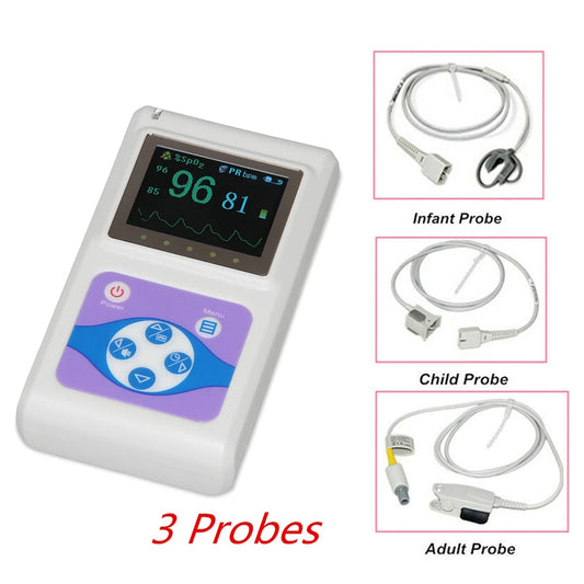 JYTOP CMS60D Handheld Pulse Oximeter+Adult,Paediatric & Neonatal 3 Probes