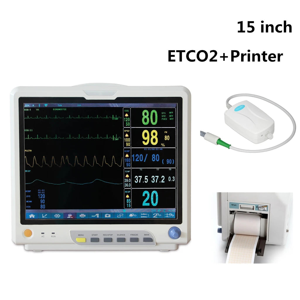 JYTOP CO2 Patient Monitor Vital Signs Monitor 7 Parameters CMS9200 With ETCO2+Printer