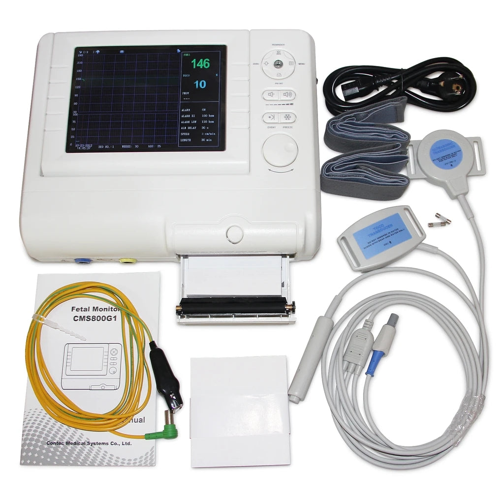 JYTOP Fetal Monitor FHR,Fetal move Mark,TOCO Ultrasound probe Li-Battery CMS800G1