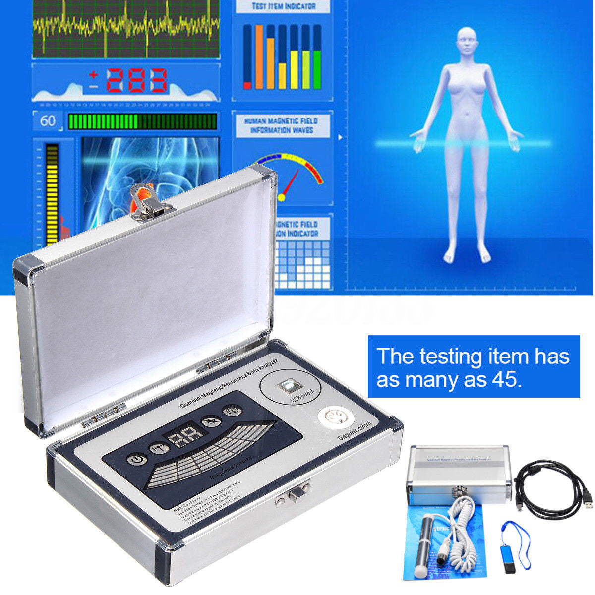 Free shipping!!! JYtop JYT-QA02 Hi-tech Quantum Analyzer Quantum Resonance Magnetic Body 3rd Generation Health Analyzer-52 Reports V4.7.5