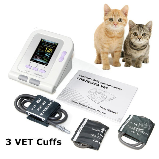 JYTOP Veterinary 3 free cuffs Digital Blood Pressure Monitor Color LCD Display NIBP CONTEC08A