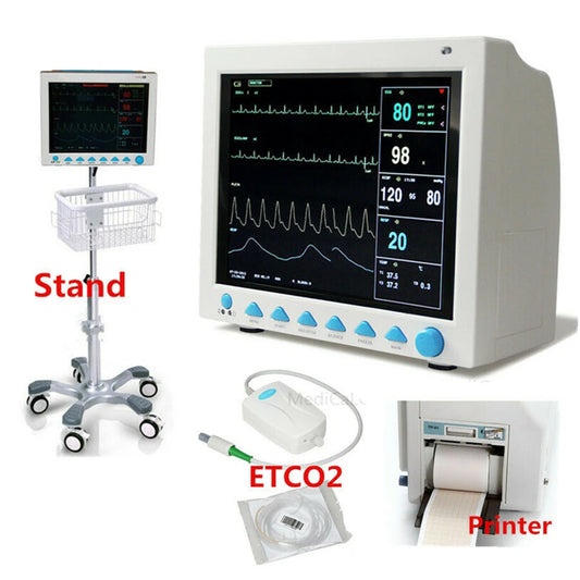 JYTOP CMS8000 ICU CCU Vital Sign Patient Monitor 6 parameter ,With Stand ,ETCO2 ,Printer