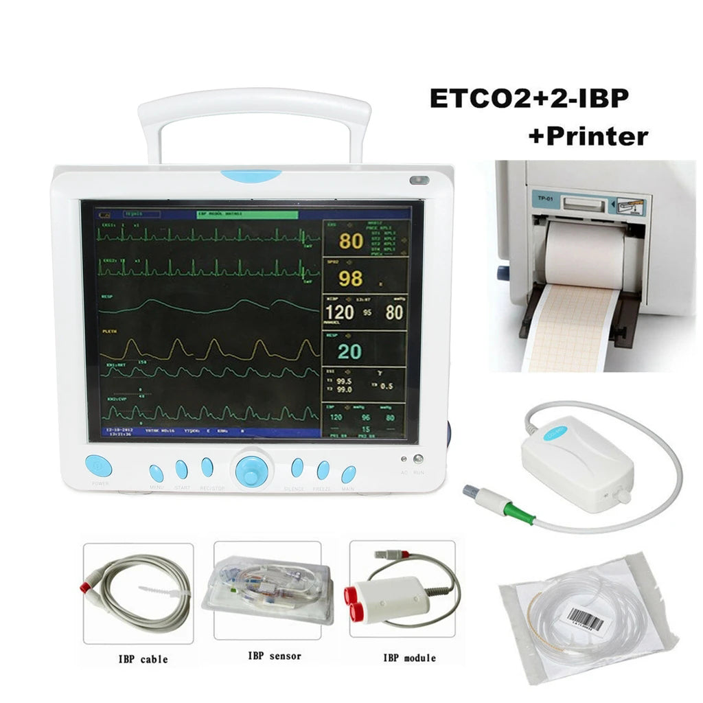 JYTOP CMS9000 Capnograph CO2 monitor Vital Signs ICU/CCU Patient Monitor 2-IBP+Printer