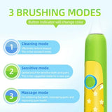 JYTOP Vibration Modes Kids Electric Toothbrush 8 Cute Stickers, For ages 3-12