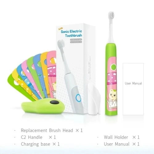 JYTOP Vibration Modes Kids Electric Toothbrush 8 Cute Stickers, For ages 3-12